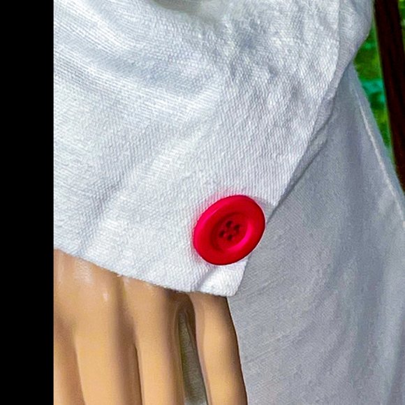 ▪️VTG▪️HARVE BENARD▪️1980's White Color Block Paneled Linen Blazer Jacket - Picture 6 of 10